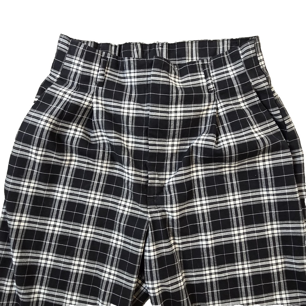 GU Women's Dress Pants Black White Plaid High Rise Straight Size 10 - Picture 2 of 10